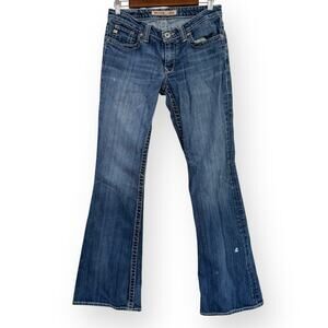 Big Star Jeans Womens 27L Maddie Boot Cut Flap Pocket Low Rise Medium Wash Y2K